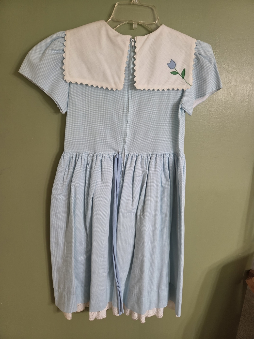 Classic Light Blue Girls' Dress with White Sailor Collar